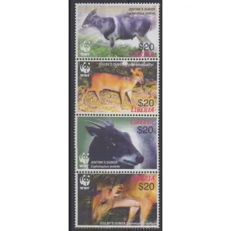 Petit Prix Liberia - 2005 - No 4315/4318 - Mammifères - Espèces menacées - WWF