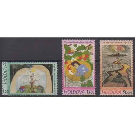 Moldavie - 2009 - No 567/569 - Dessins d'enfants - Environnement Remise