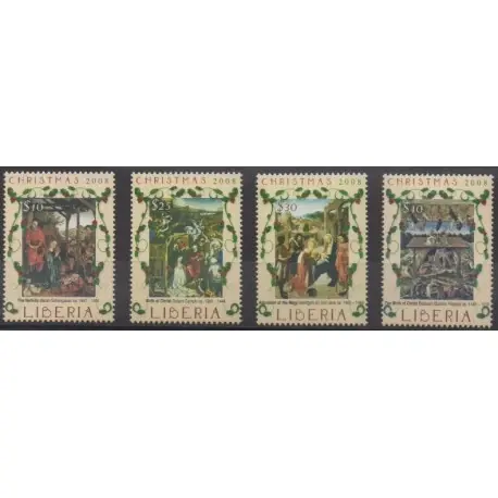 Certifié Liberia - 2008 - No 4579A/4579D - Noël