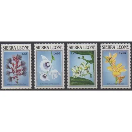 Prix Choc Sierra Leone - 1989 - No 1025/1028 - Orchidées