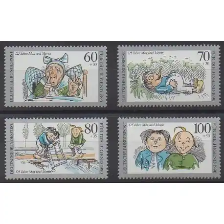 Allemagne occidentale (RFA) - 1990 - No 1287/1290 - Dessins Animés - BD Artisanat