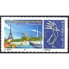 Timbre de collection Nouvelle-Caledonie - 1351 Autoadhsif "72eme salon philatelique d autome Paris - Cagou Bleu" Dernier Modèle