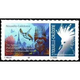 Livraison Express Timbre de collection Nouvelle-Caledonie - 1455 Autoadhsif « 76eme salon philatelique d'autome Paris - Cagou Bleu»