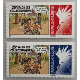 Timbre de collection Nouvelle-Caledonie - 1486 et 1487 Autoadhsif Salon des Collectionneurs Noumea - Cagou Rouge et Bleu Livraison Express