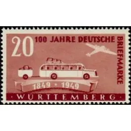 Timbre de collection Wurtemberg - 50 Retour Gratuit